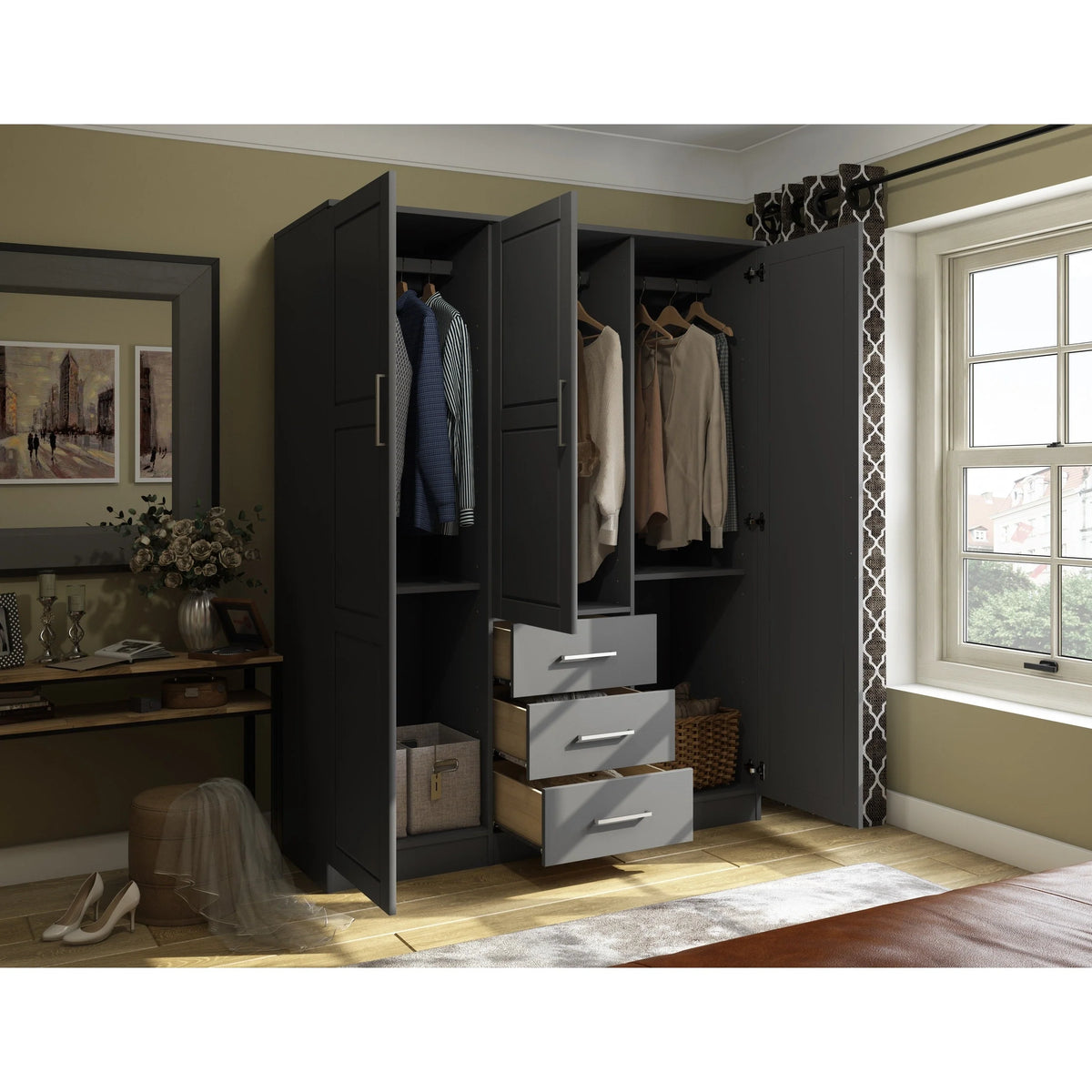 Palace Imports Cosmo, ormar s 3 vrata od 100% punog drva, s vratima od punog drva ili zrcalima