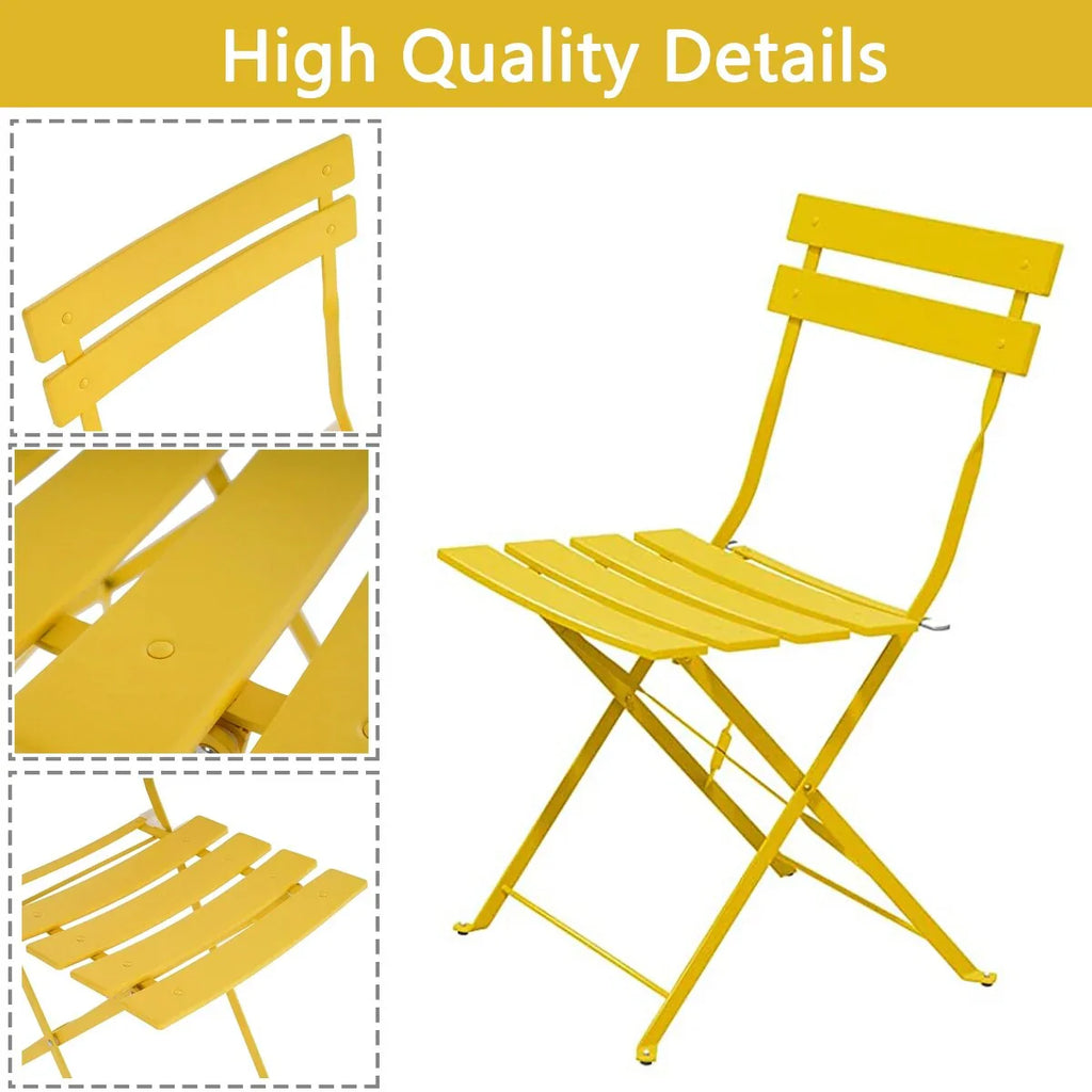 3-teiliges klappbares Bistro-Set aus Metall, wetterbeständiges Outdoor-/Indoor-Sitzset für Terrasse, Hof und Garten