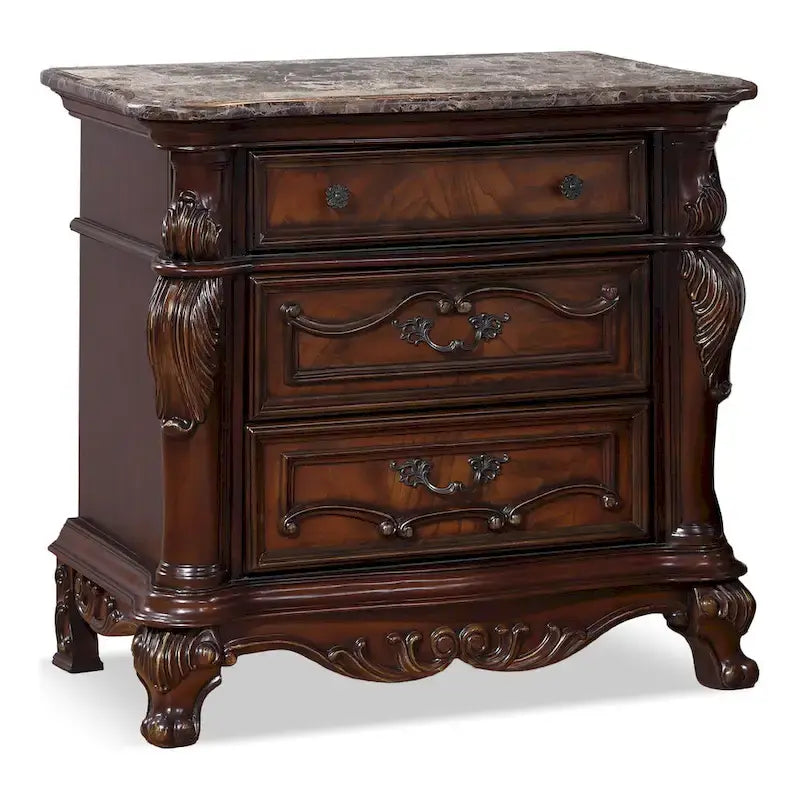 Furniture of America Eugene traditionelles 3-teiliges Schlafzimmer-Set aus dunklem Kirschholz mit Paneelen