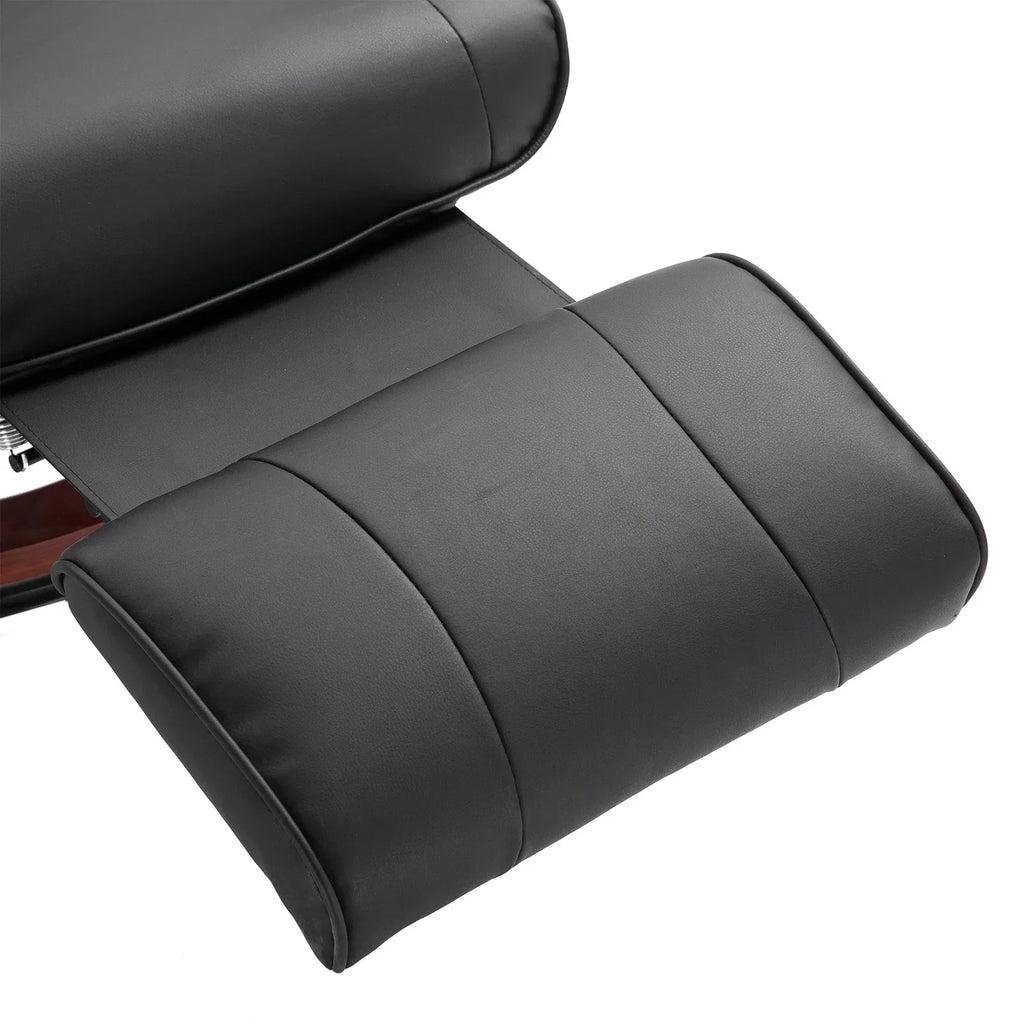 HomCom verstellbarer manueller Relaxsessel aus Kunstleder mit drehbarem Fuß und bequemem, entspannendem Fußhocker