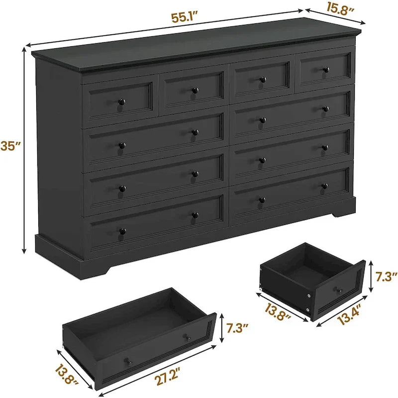 Cassettiera in legno a 10 cassetti grandi, 55 cassetti e cassettiera