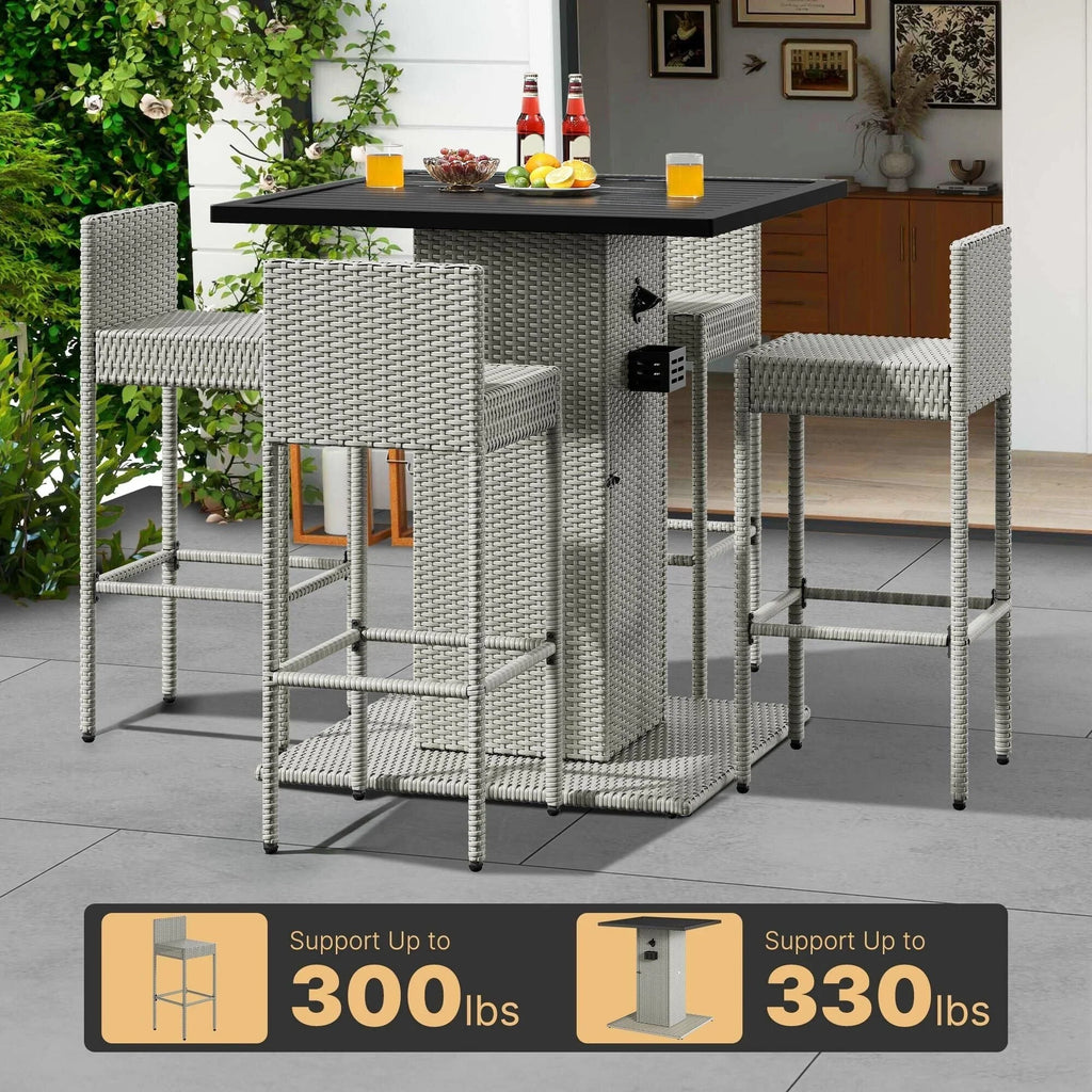 Set da bar da esterno in vimini Moasis da 5 pezzi - 5 PZ