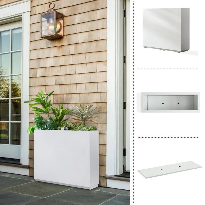 Zware metalen plantenbak voor buitenplanten, hoge en lange metalen plantenbak met scheidingswand van 38Lx10Wx30H inch - 38x30x10