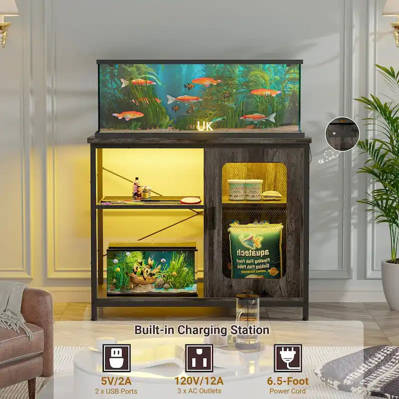 Aquariumaquariummeubel voor 20-29 gallon met stopcontacten en ledverlichting
