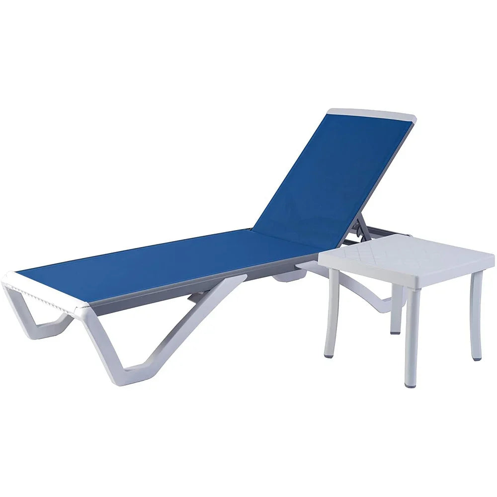 Chaise longue reclinabile da giardino Kozyard Alan, completamente piatta, in alluminio e con gambe in resina di polipropilene, regolabile