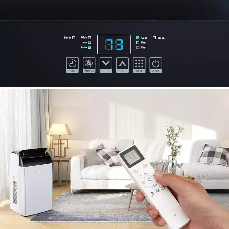 Condizionatore GustoWave da 14000 BTU con telecomando, unità portatile per ambienti fino a 750 piedi quadrati, bianco/nero