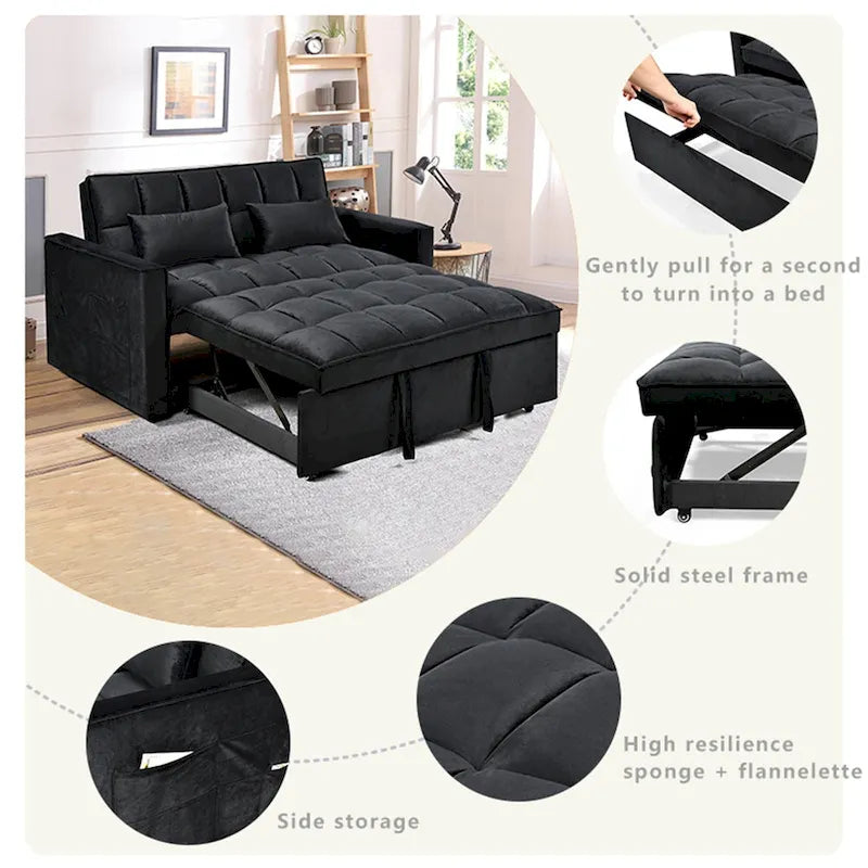 Moderne fluwelen tweezitsfuton met verstelbare rugleuning en zakken, geschikt voor 2 personen ??Donkergrijs / lichtgrijs / blauw / zwart