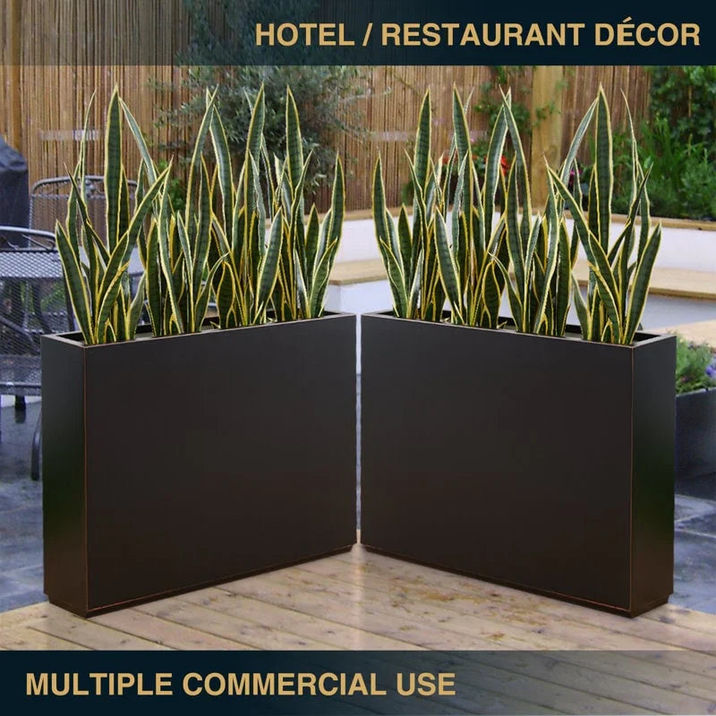 Zware metalen plantenbak voor buitenplanten, hoge en lange metalen plantenbak met scheidingswand van 38Lx10Wx30H inch - 38x30x10