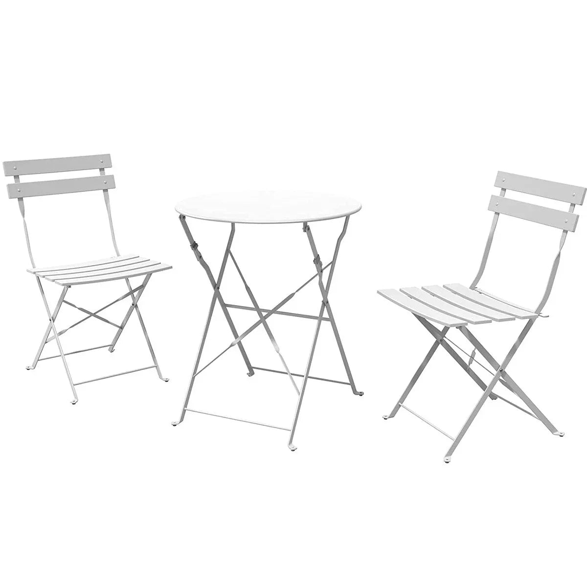 3-teiliges klappbares Bistro-Set aus Metall, wetterbeständiges Outdoor-/Indoor-Sitzset für Terrasse, Hof und Garten