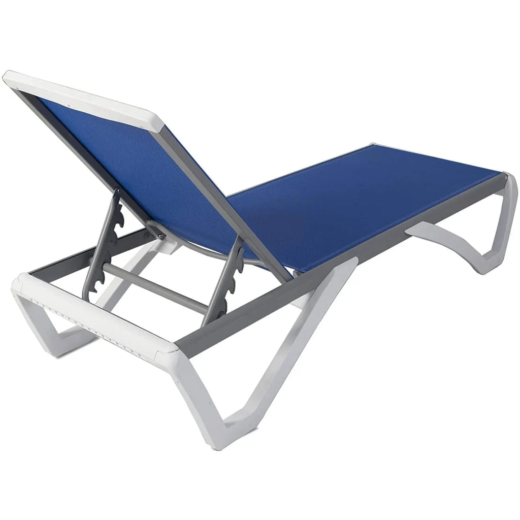 Chaise lounge Kozyard Alan għall-patio, bilqiegħda u mimduda, aġġustabbli, magħmula kompletament mill-aluminju u b’saqajn tar-reżina tal-polipropilen