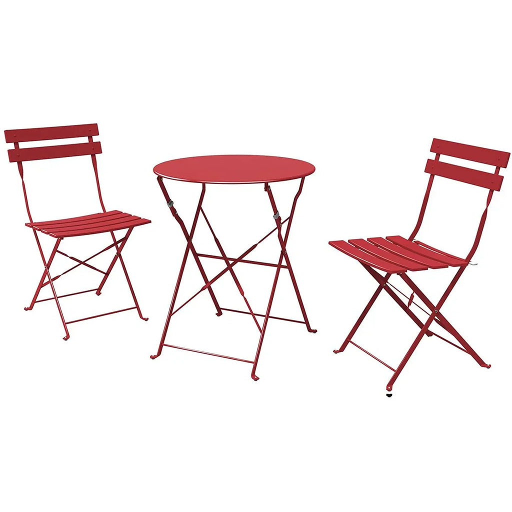 3-teiliges klappbares Bistro-Set aus Metall, wetterbeständiges Outdoor-/Indoor-Sitzset für Terrasse, Hof und Garten