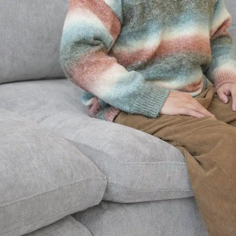 Grande divano componibile angolare in lino per il soggiorno