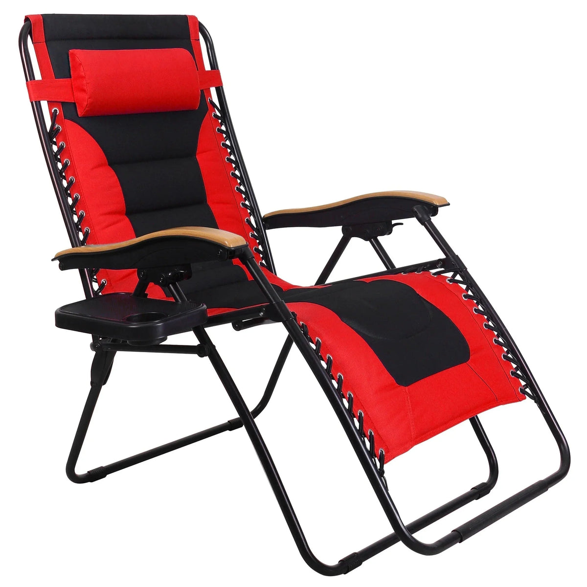 Sedia lounge imbottita oversize XL a gravità zero con bracciolo più largo, reclinabile regolabile e portabicchieri - N/A