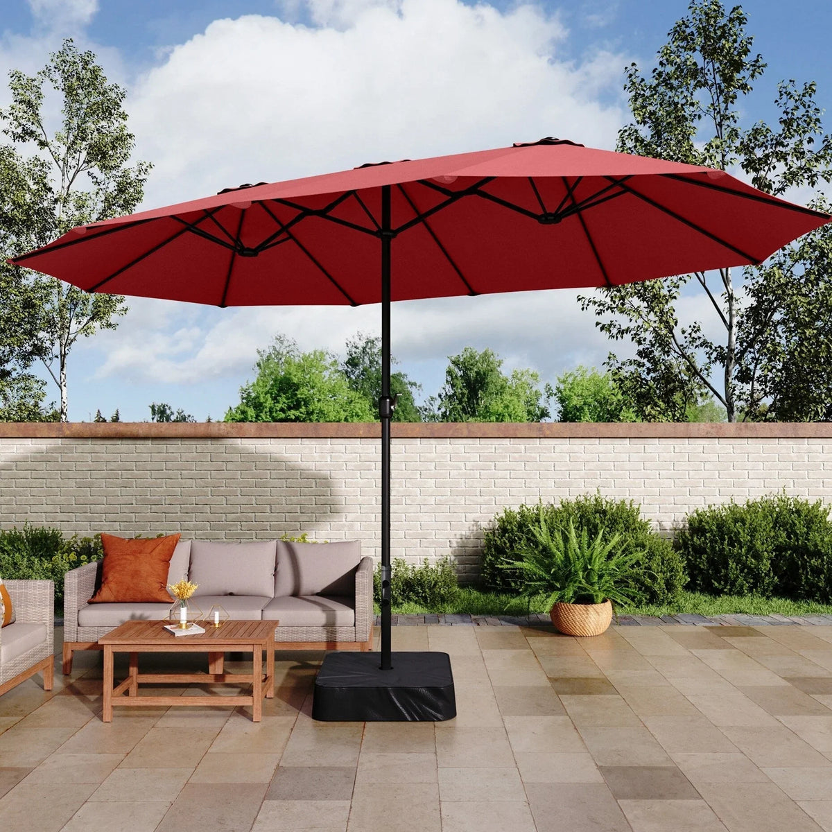 Ombrellone doppio extra large MAISON ARTS da 15 piedi per patio, con base inclusa