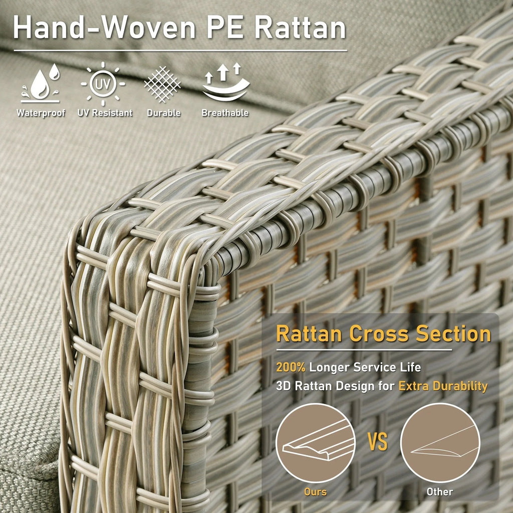 HOOOWOOO 2-teiliges Gartenstuhl-Set aus Korbgeflecht und Rattan mit hoher Rückenlehne