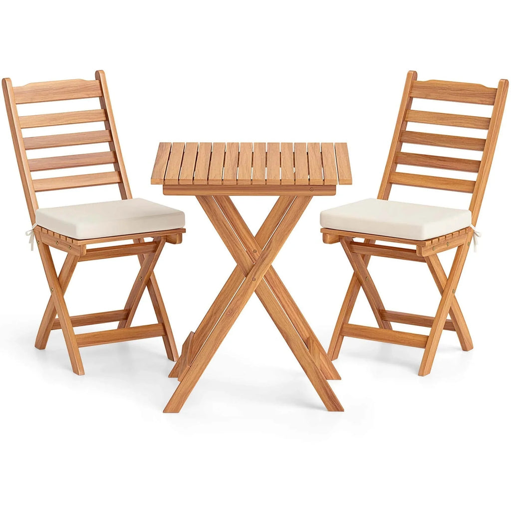 Patiojoy 3-teiliges faltbares Bistro-Set mit abnehmbaren Sitzpolstern - Details anzeigen