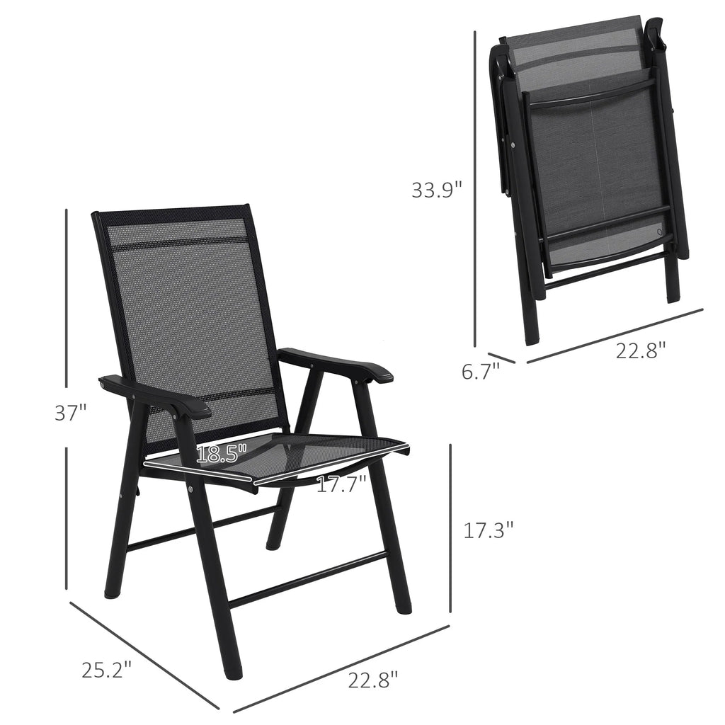 Outsunny 4-teiliges faltbares Gartenstuhl-Set mit schlichtem und stilvollem Design, bequem für Terrasse, Garten, Hof und unterwegs