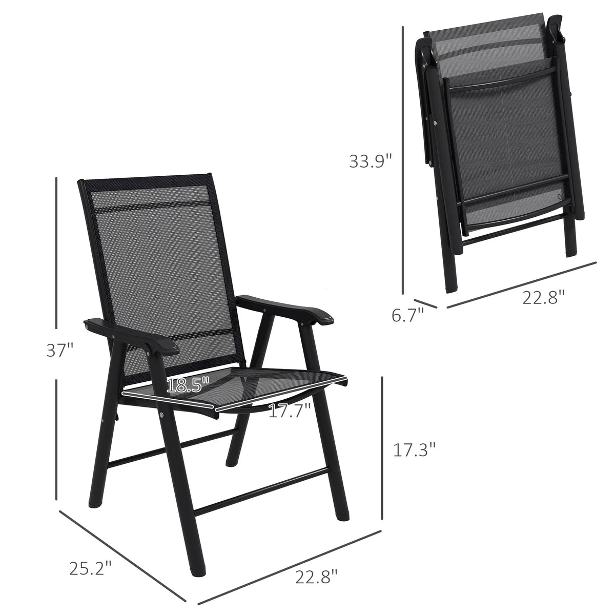 Outsunny 4-teiliges faltbares Gartenstuhl-Set mit schlichtem und stilvollem Design, bequem für Terrasse, Garten, Hof und unterwegs