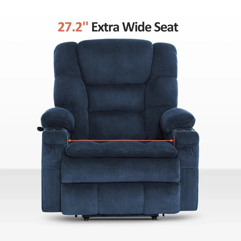 MCombo breiter Dual-Motor-Aufstehsessel mit Massage- und zweifacher Heizfunktion für große und kräftige Senioren, Stoff R7635