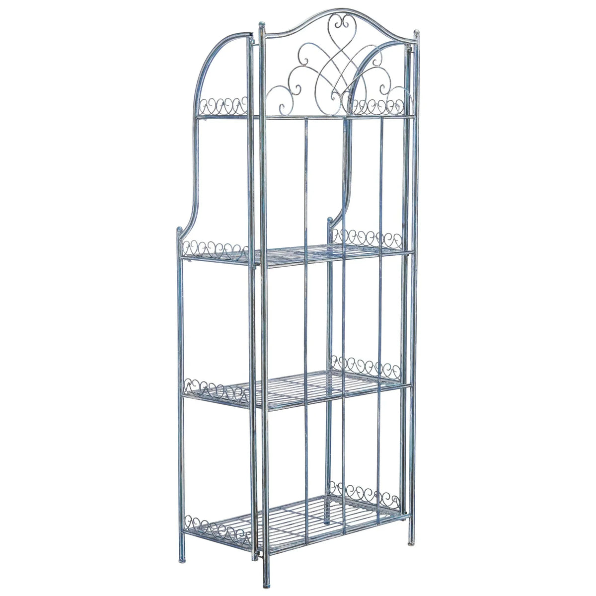 SAFAVIEH Bryn viktorianisches schmiedeeisernes Bäckerregal für den Außenbereich mit 4 Ebenen - 25 In. B x 15 In. T x 63 In. H - 25B x 15T x 63H