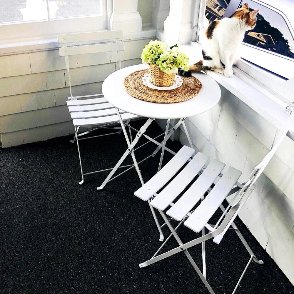 3-teiliges klappbares Bistro-Set aus Metall, wetterbeständiges Outdoor-/Indoor-Sitzset für Terrasse, Hof und Garten