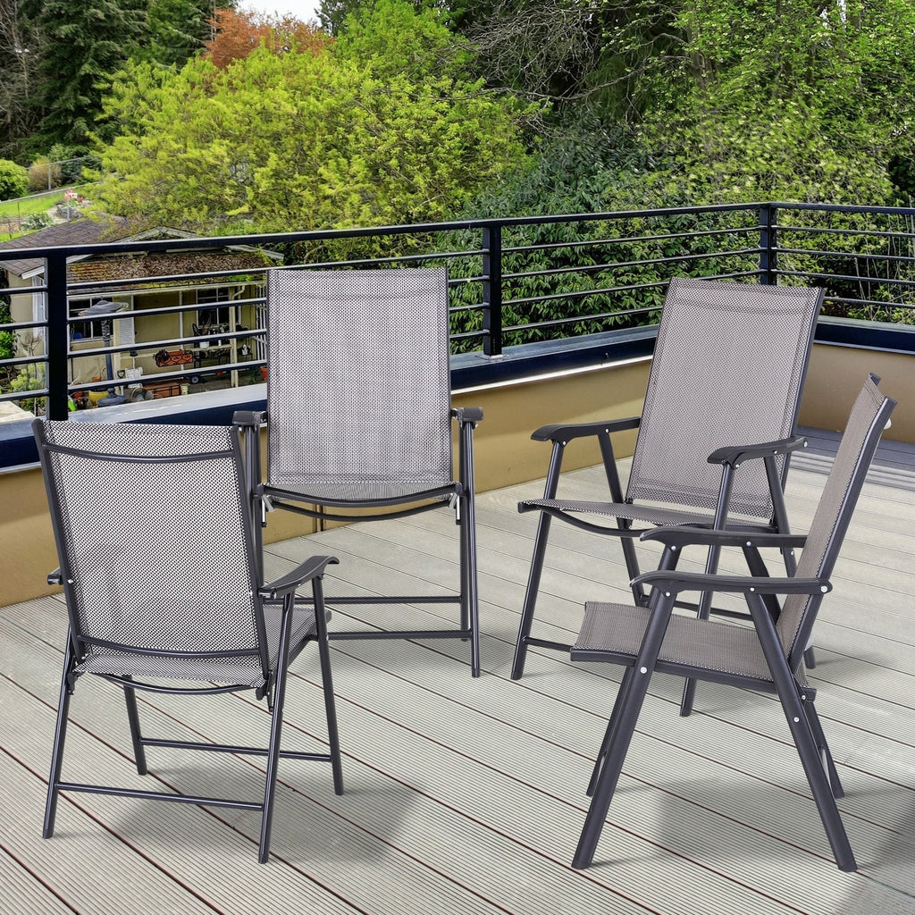 Outsunny 4-teiliges faltbares Gartenstuhl-Set mit schlichtem und stilvollem Design, bequem für Terrasse, Garten, Hof und unterwegs