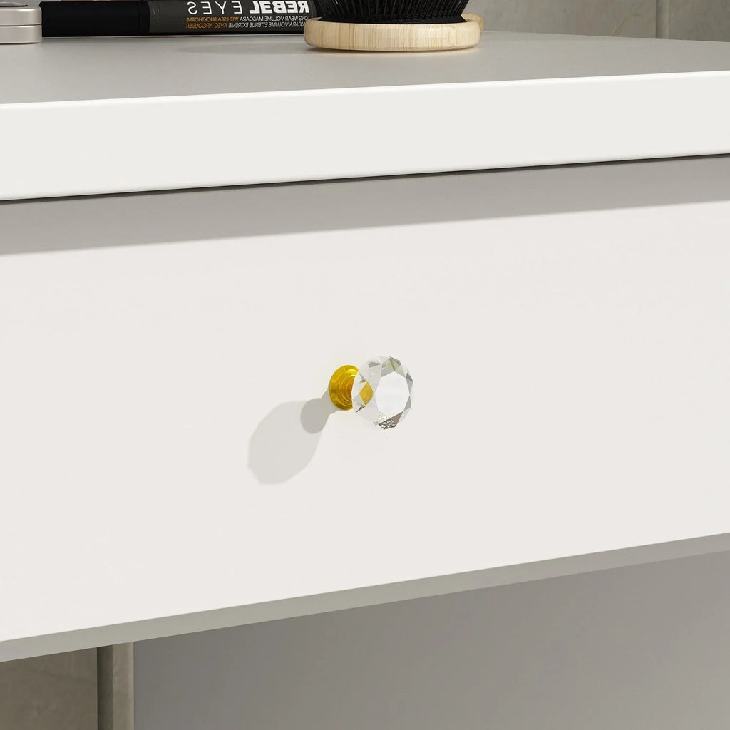 Make-uptafelset met ledverlichting, spiegel en kruk