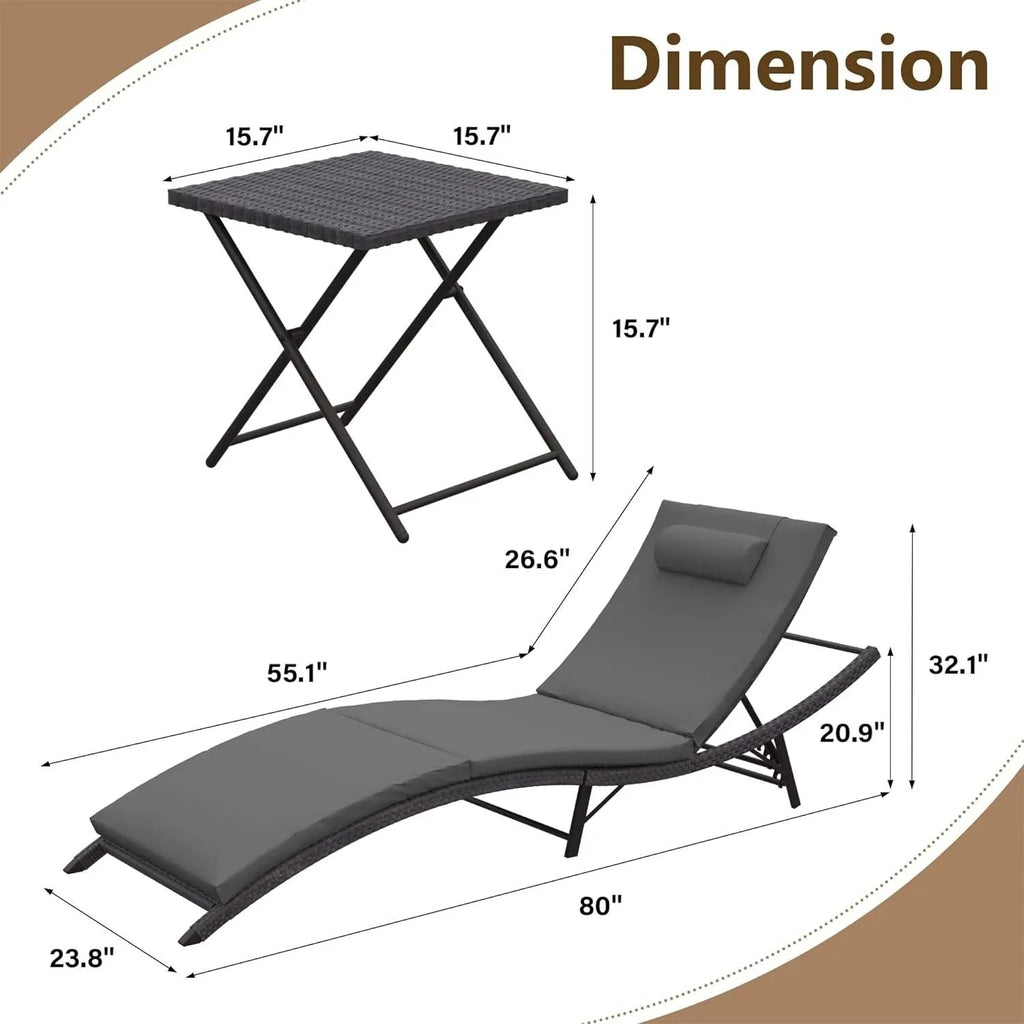 Set da 3 pezzi di chaise longue da esterno Kullavik