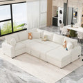 Divano componibile in ciniglia trasformabile in divano letto estraibile, divano letto ad angolo a L con pouf contenitore, 3 cuscini e dispositivi di ricarica