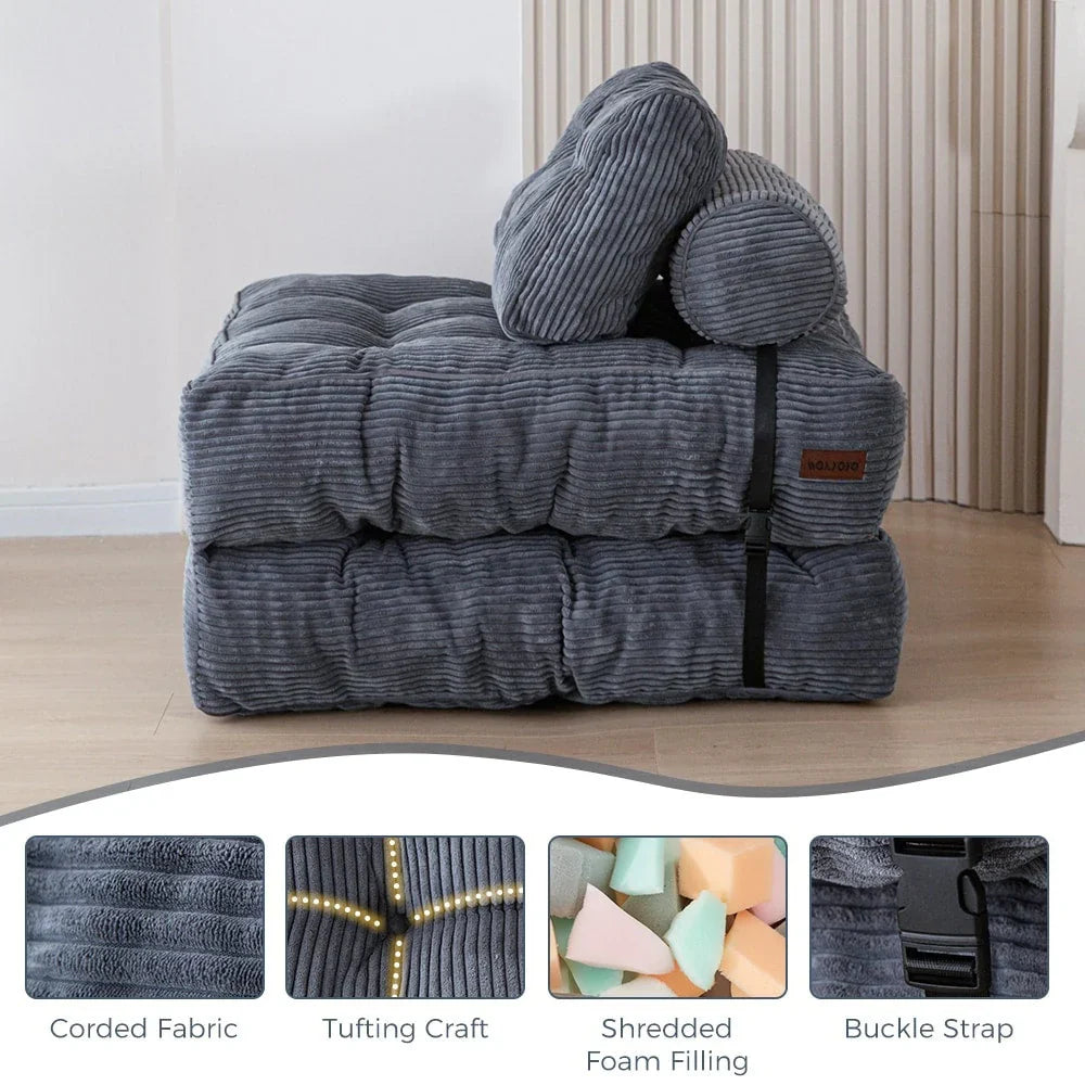 8 Corduroy Folding Couch Sofa Bed,Single