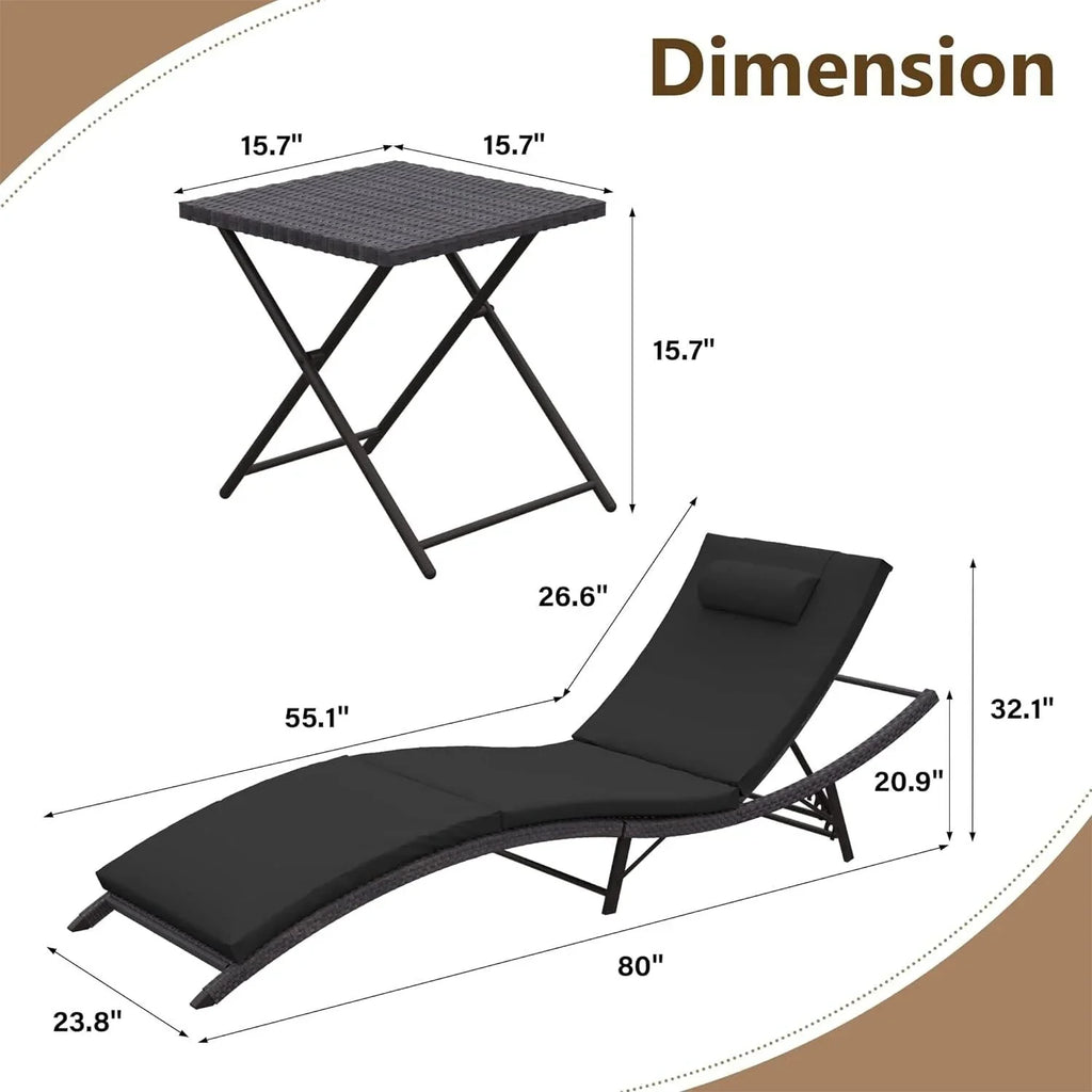 Set da 3 pezzi di chaise longue da esterno Kullavik