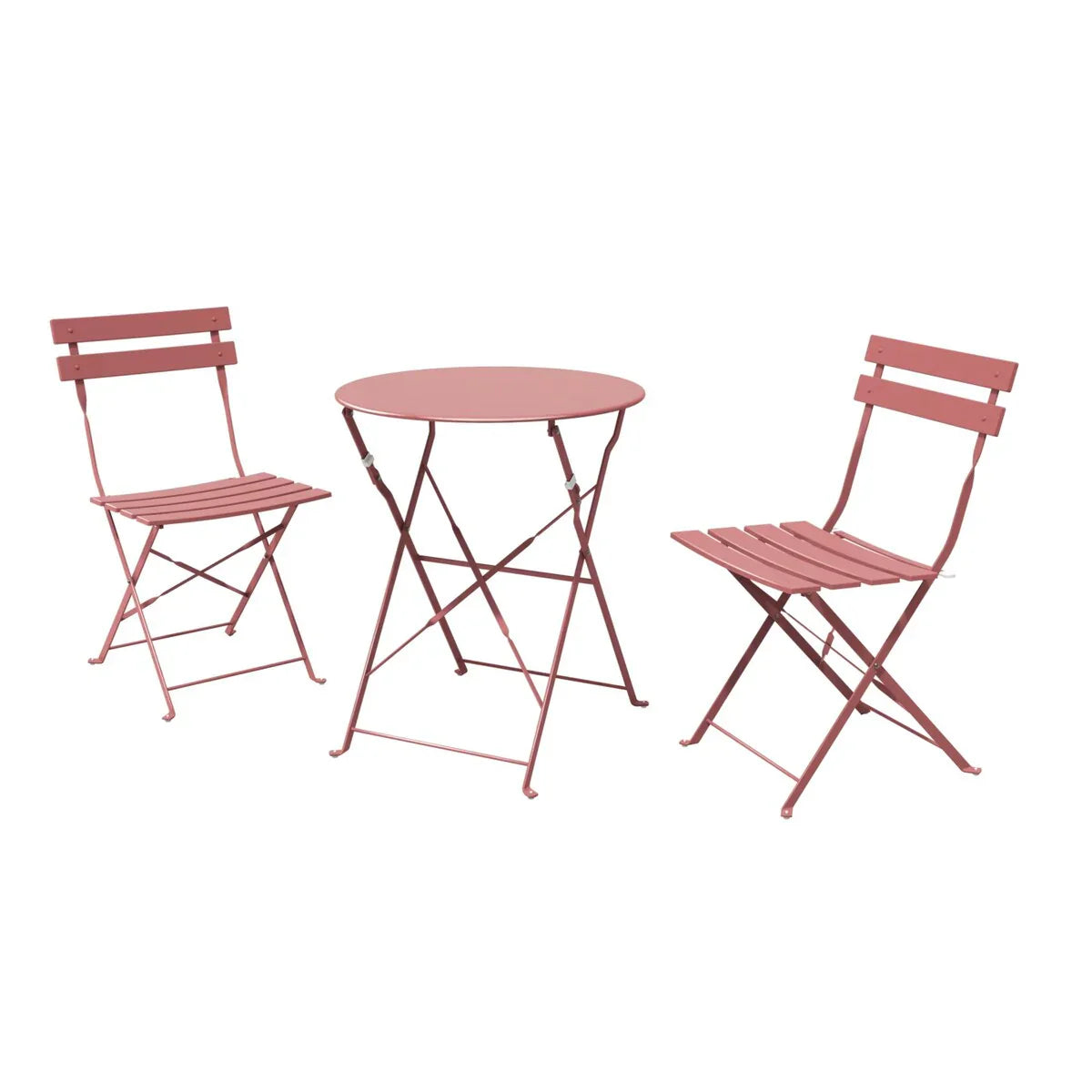 3-teiliges klappbares Bistro-Set aus Metall, wetterbeständiges Outdoor-/Indoor-Sitzset für Terrasse, Hof und Garten