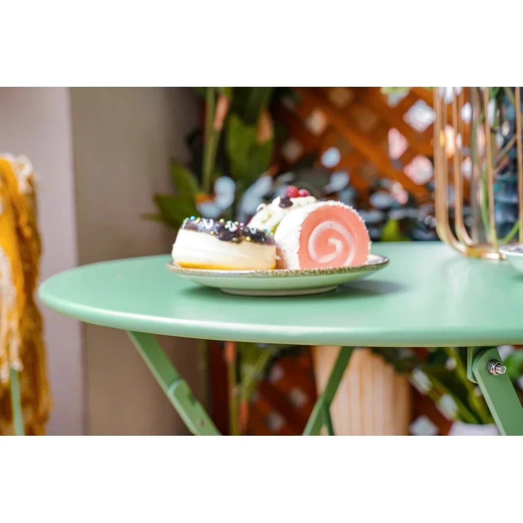 3-teiliges klappbares Bistro-Set aus Metall, wetterbeständiges Outdoor-/Indoor-Sitzset für Terrasse, Hof und Garten