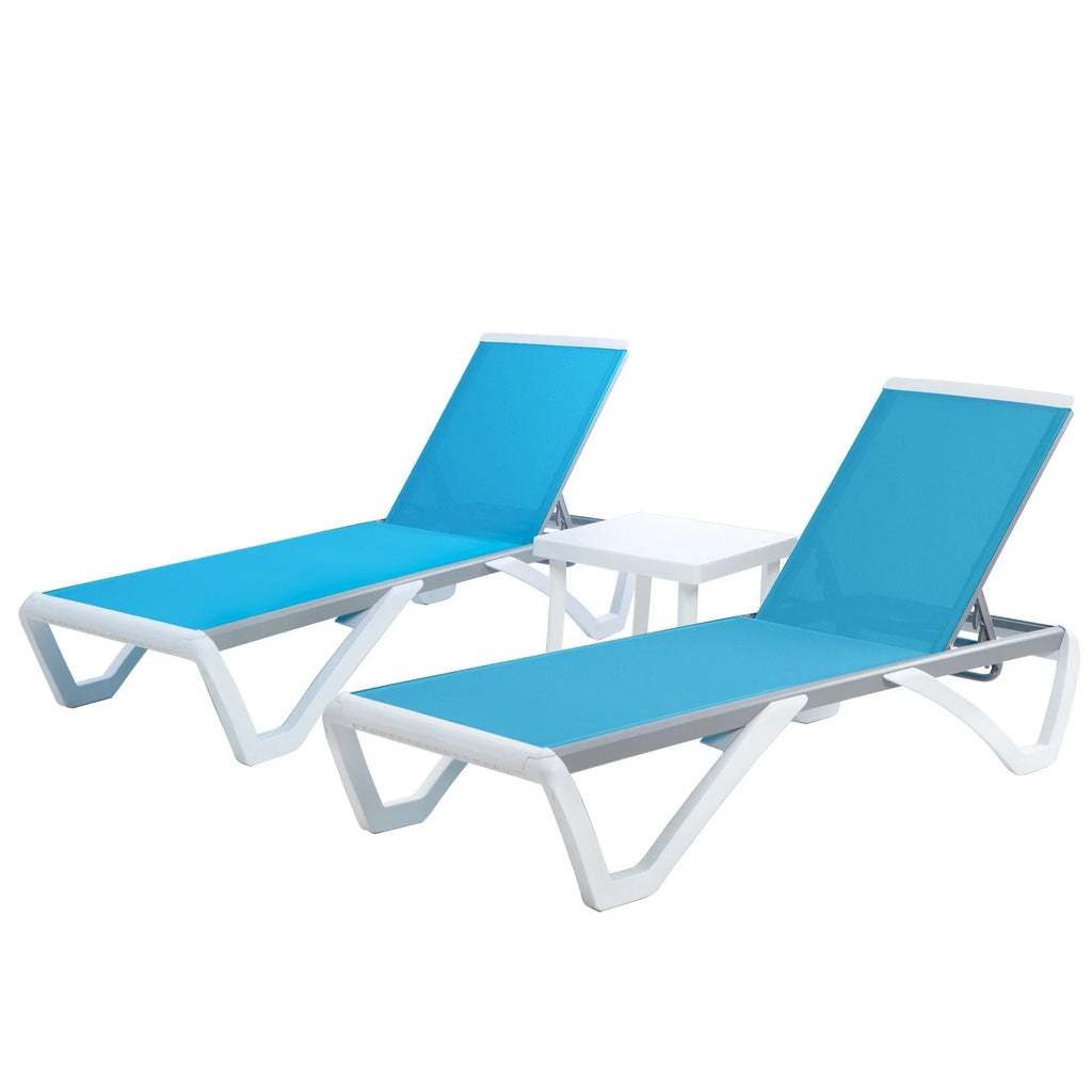 Chaise lounge Kozyard Alan għall-patio, bilqiegħda u mimduda, aġġustabbli, magħmula kompletament mill-aluminju u b’saqajn tar-reżina tal-polipropilen