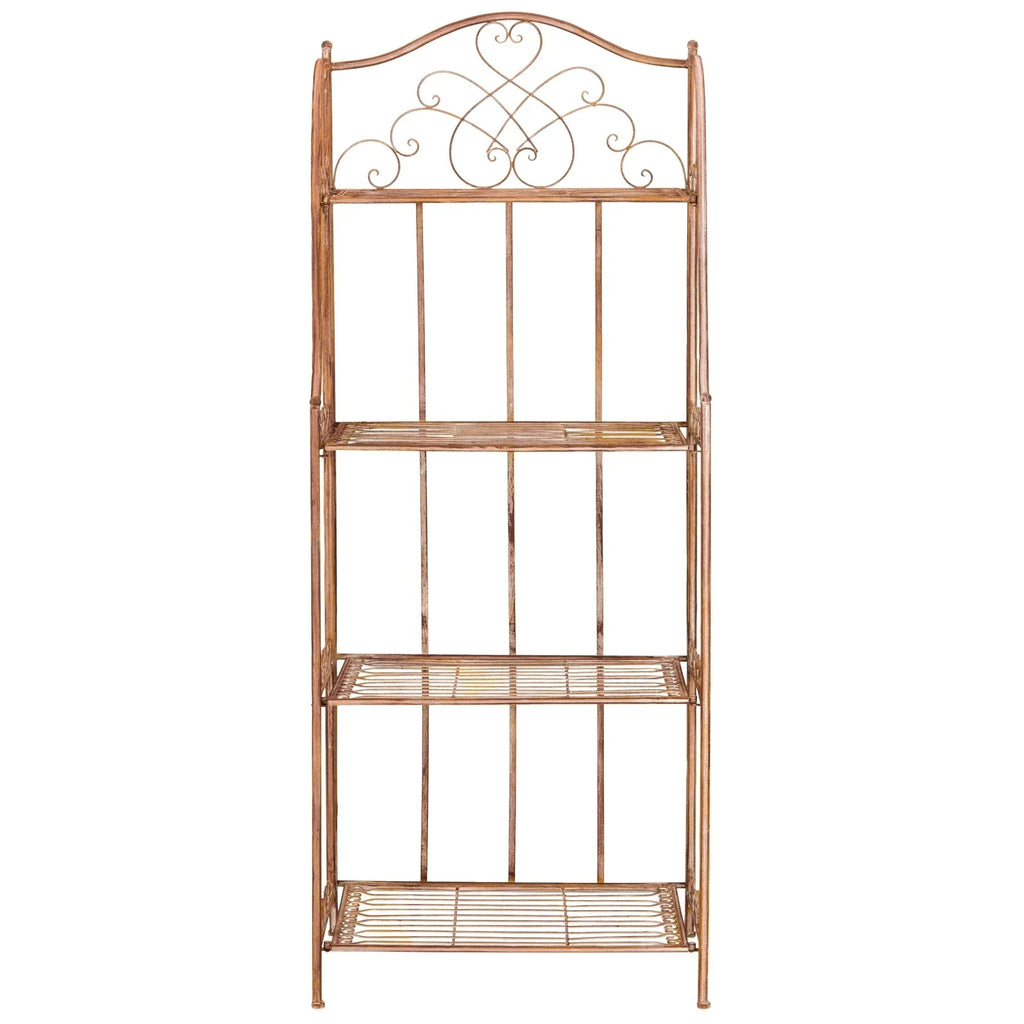SAFAVIEH Bryn viktorianisches schmiedeeisernes Bäckerregal für den Außenbereich mit 4 Ebenen - 25 In. B x 15 In. T x 63 In. H - 25B x 15T x 63H