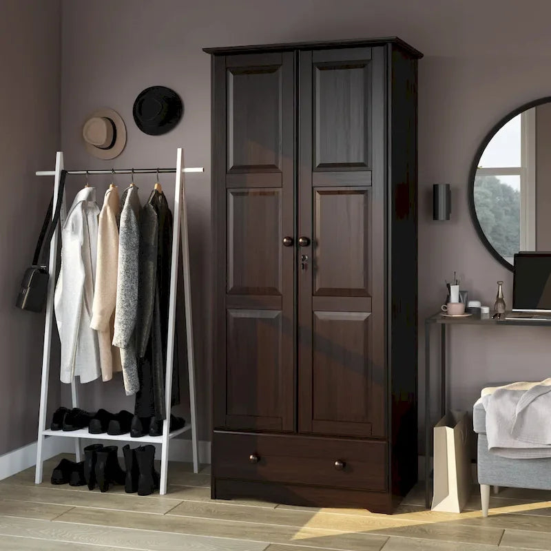 Flexibler Kleiderschrank aus 100 % Massivholz mit Metall- oder Holzknöpfen