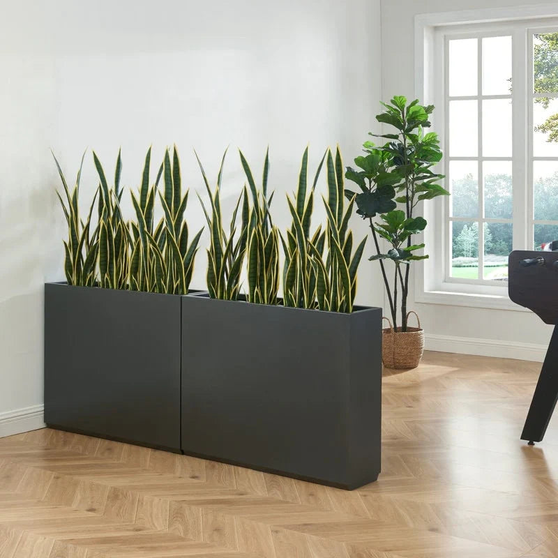 Zware metalen plantenbak voor buitenplanten, hoge en lange metalen plantenbak met scheidingswand van 38Lx10Wx30H inch - 38x30x10
