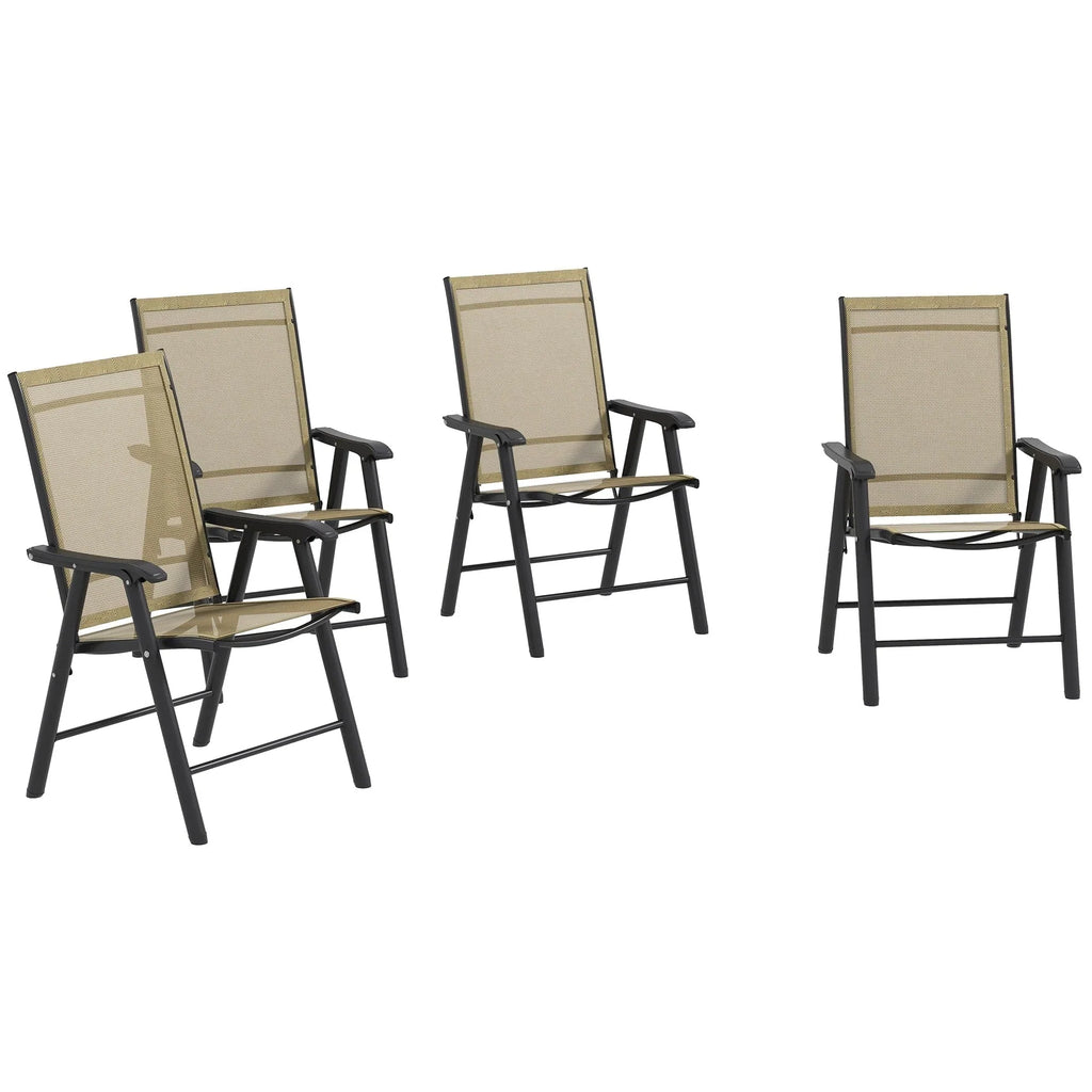 Outsunny 4-teiliges faltbares Gartenstuhl-Set mit schlichtem und stilvollem Design, bequem für Terrasse, Garten, Hof und unterwegs