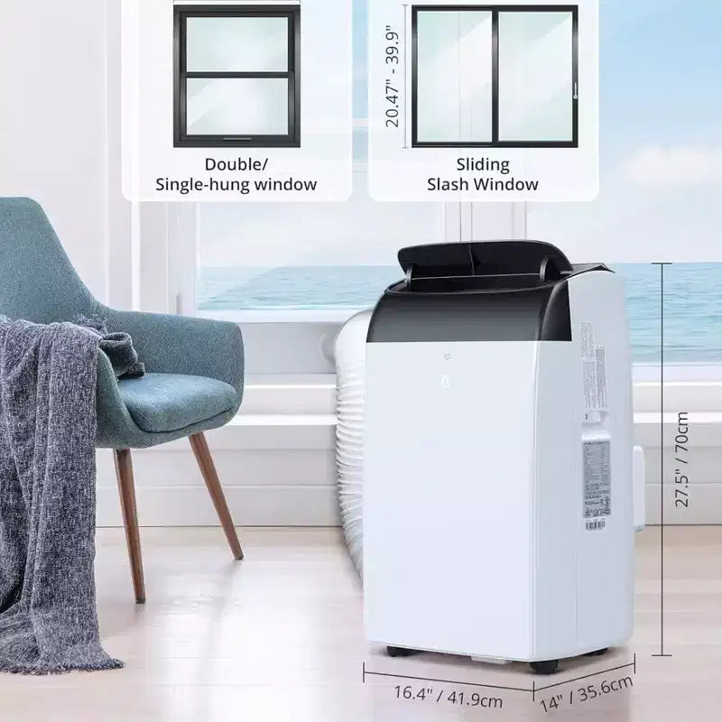 Condizionatore GustoWave da 14000 BTU con telecomando, unità portatile per ambienti fino a 750 piedi quadrati, bianco/nero