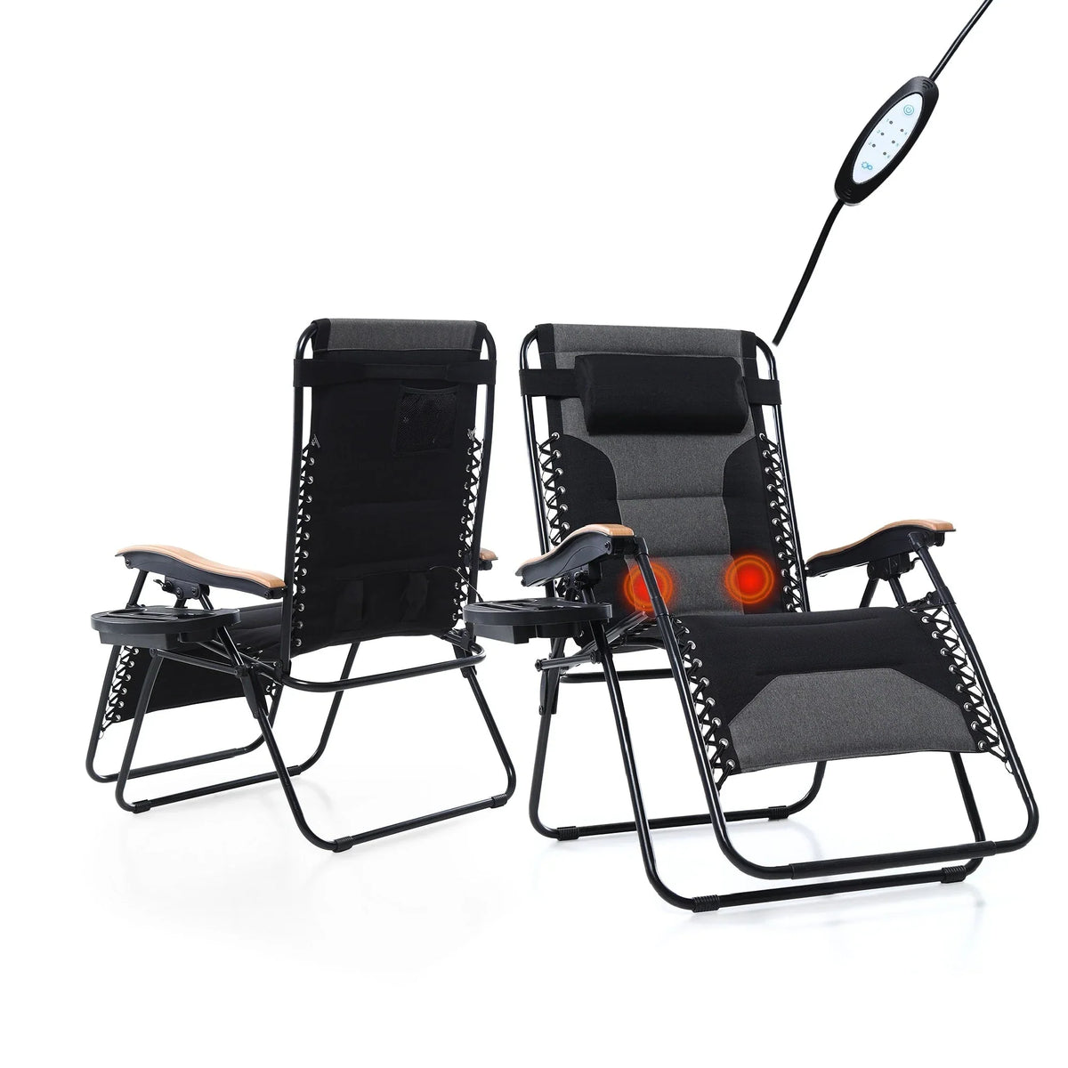 Sedia lounge imbottita oversize XL a gravità zero con bracciolo più largo, reclinabile regolabile e portabicchieri - N/A