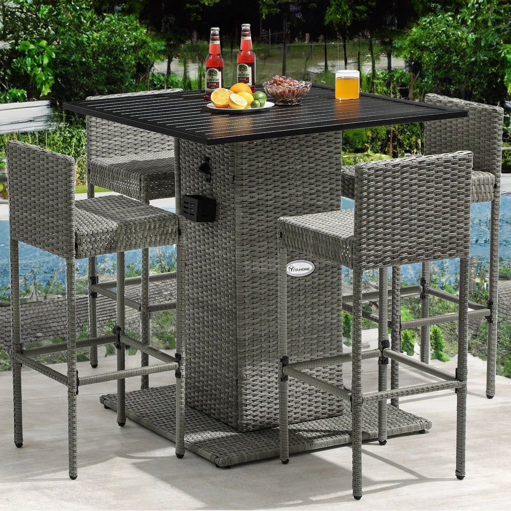 Set da bar da esterno in vimini Moasis da 5 pezzi - 5 PZ