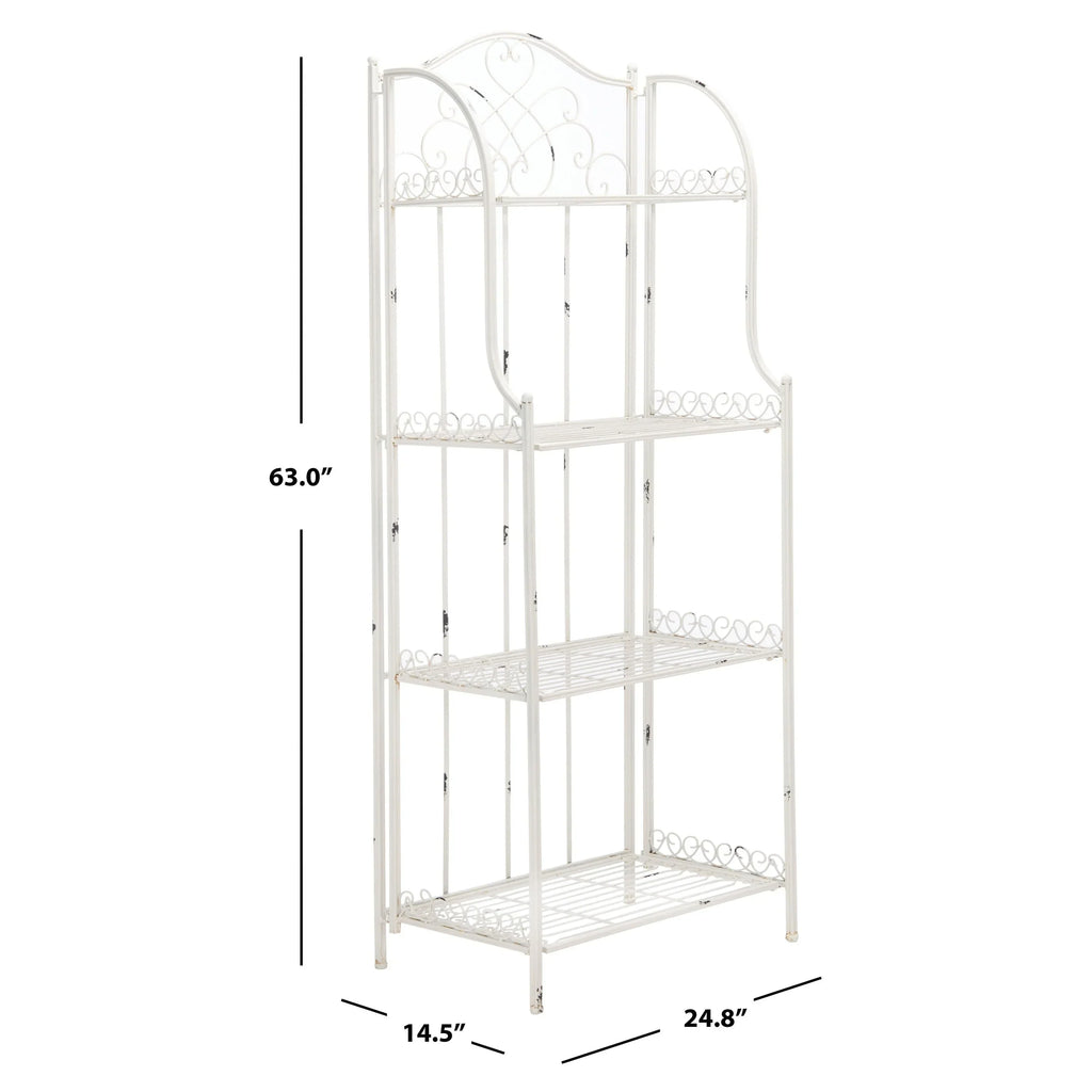 SAFAVIEH Bryn viktorianisches schmiedeeisernes Bäckerregal für den Außenbereich mit 4 Ebenen - 25 In. B x 15 In. T x 63 In. H - 25B x 15T x 63H
