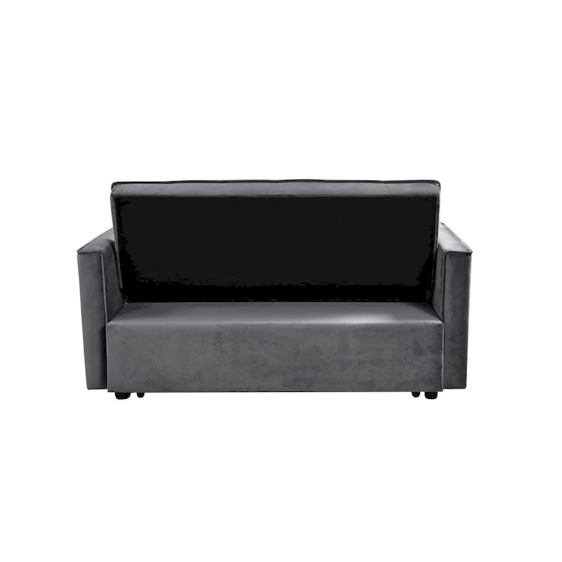 Moderne fluwelen tweezitsfuton met verstelbare rugleuning en zakken, geschikt voor 2 personen ??Donkergrijs / lichtgrijs / blauw / zwart