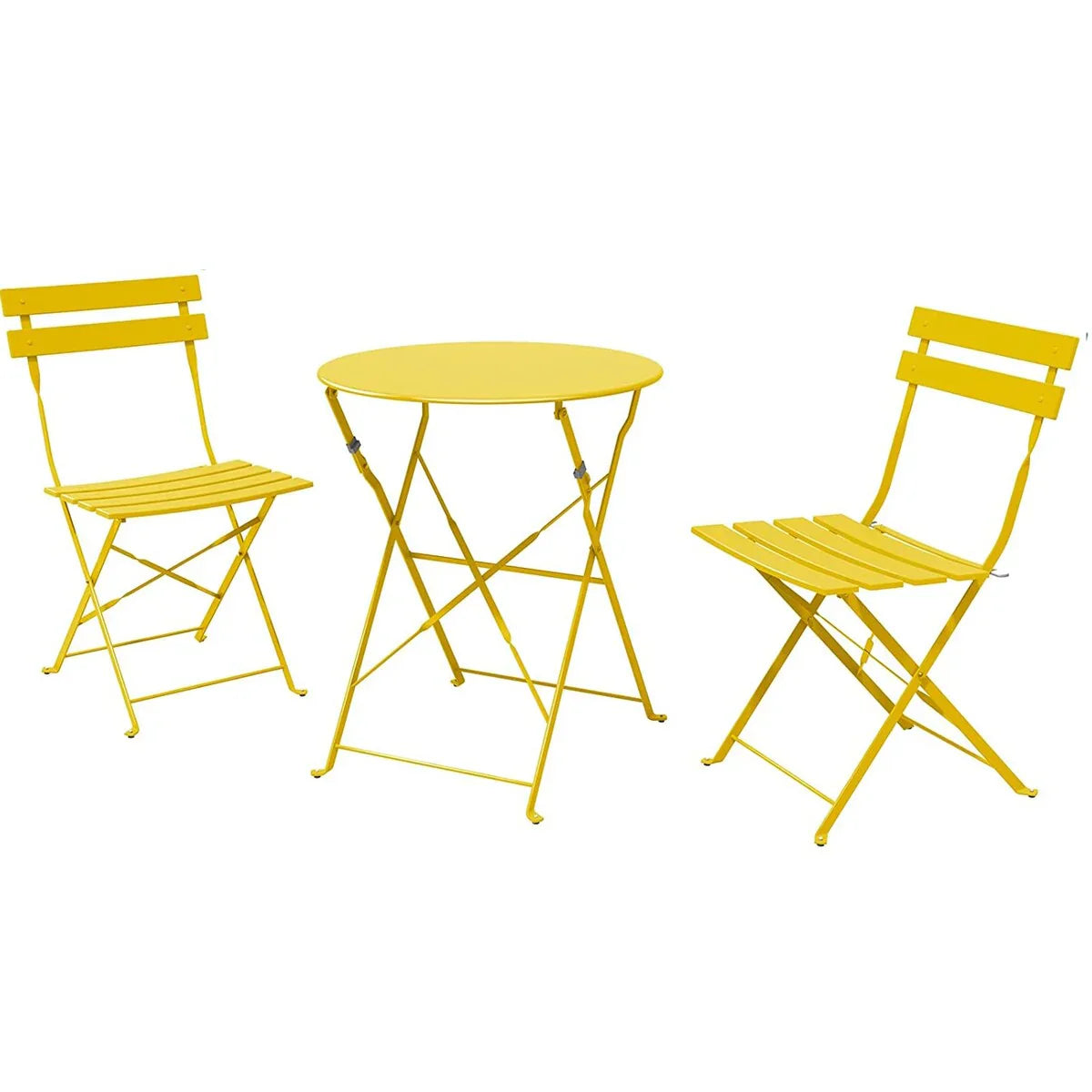 3-teiliges klappbares Bistro-Set aus Metall, wetterbeständiges Outdoor-/Indoor-Sitzset für Terrasse, Hof und Garten