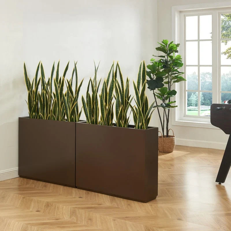Zware metalen plantenbak voor buitenplanten, hoge en lange metalen plantenbak met scheidingswand van 38Lx10Wx30H inch - 38x30x10