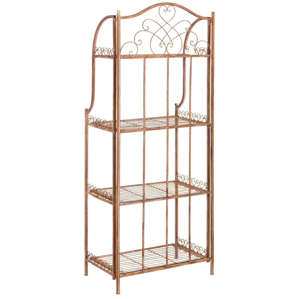SAFAVIEH Bryn viktorianisches schmiedeeisernes Bäckerregal für den Außenbereich mit 4 Ebenen - 25 In. B x 15 In. T x 63 In. H - 25B x 15T x 63H