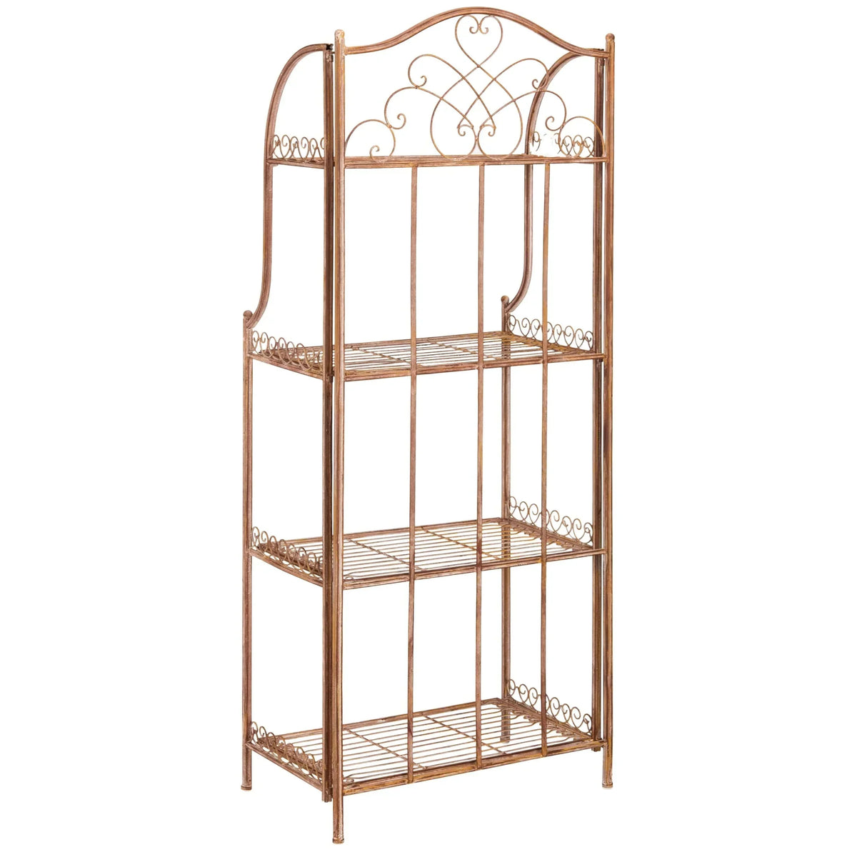 SAFAVIEH Bryn viktorianisches schmiedeeisernes Bäckerregal für den Außenbereich mit 4 Ebenen - 25 In. B x 15 In. T x 63 In. H - 25B x 15T x 63H