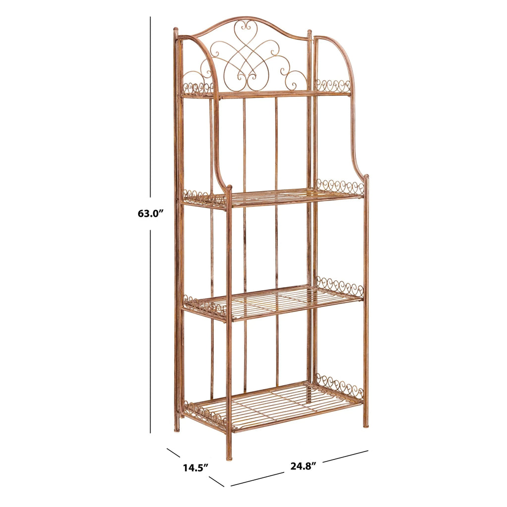 SAFAVIEH Bryn viktorianisches schmiedeeisernes Bäckerregal für den Außenbereich mit 4 Ebenen - 25 In. B x 15 In. T x 63 In. H - 25B x 15T x 63H