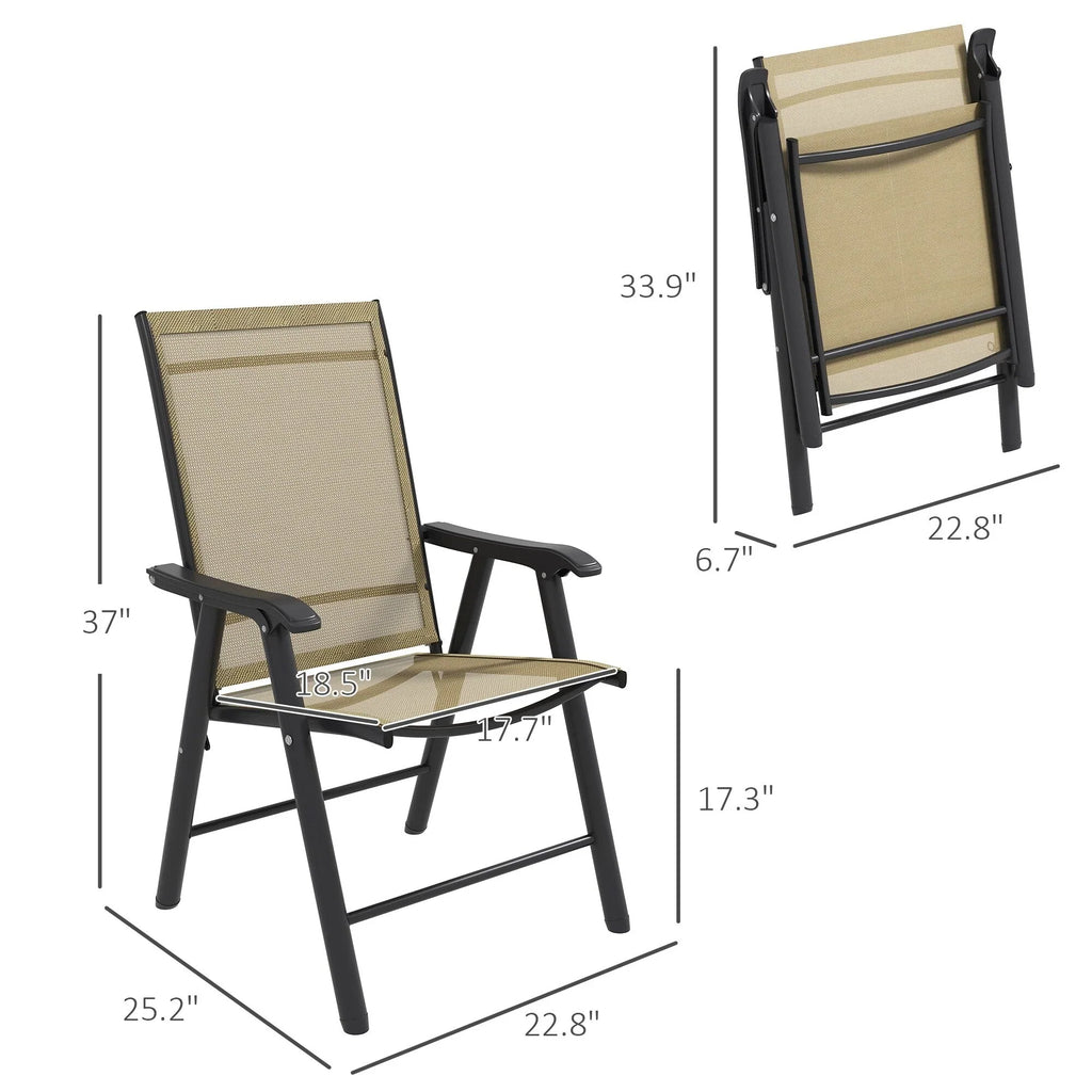 Outsunny 4-teiliges faltbares Gartenstuhl-Set mit schlichtem und stilvollem Design, bequem für Terrasse, Garten, Hof und unterwegs