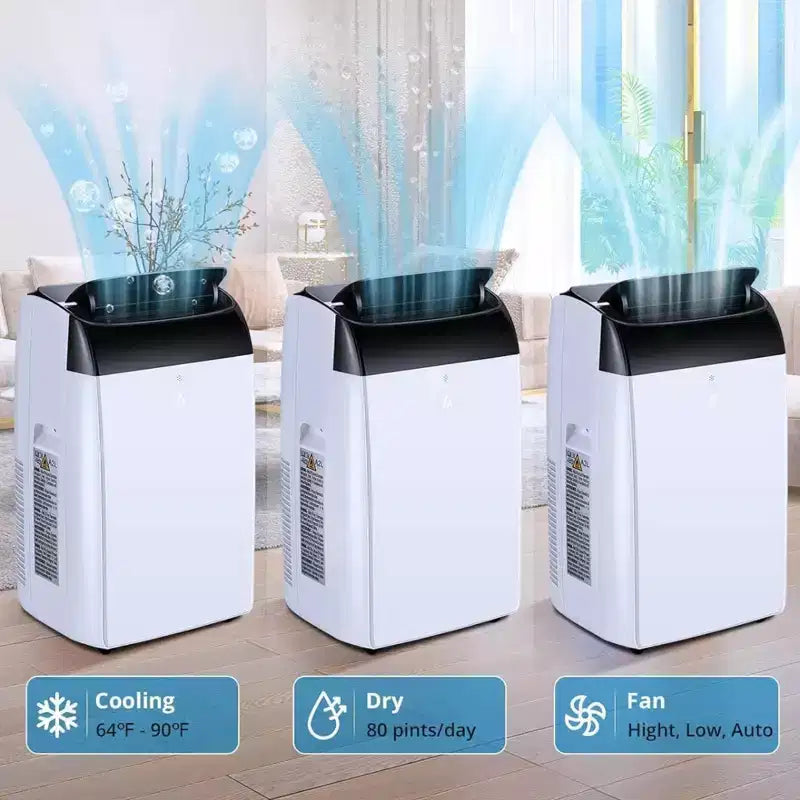 Condizionatore GustoWave da 14000 BTU con telecomando, unità portatile per ambienti fino a 750 piedi quadrati, bianco/nero